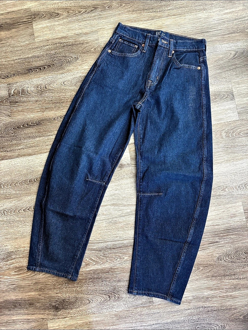 Gap High Rise Barrel Jeans Womens Blue Relaxed Jeans Like New - Picture 1 of 2